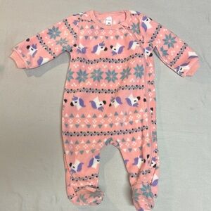 PL Baby - Pink unicorn design fleece Footie Sleeper One Piece